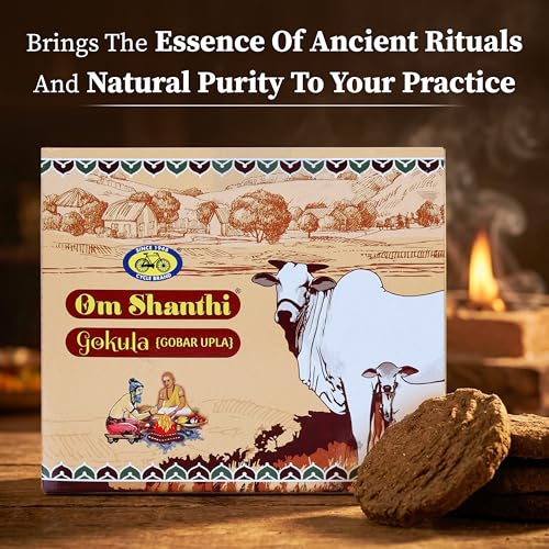Image of Om Shanthi POOJA MADE PURE Cycle Om Shanthi Gokula Pure Gobar Upla /Uple /Kande Dry Cakes for Homa /Hawan /Puja /Rituals - Pack of 1