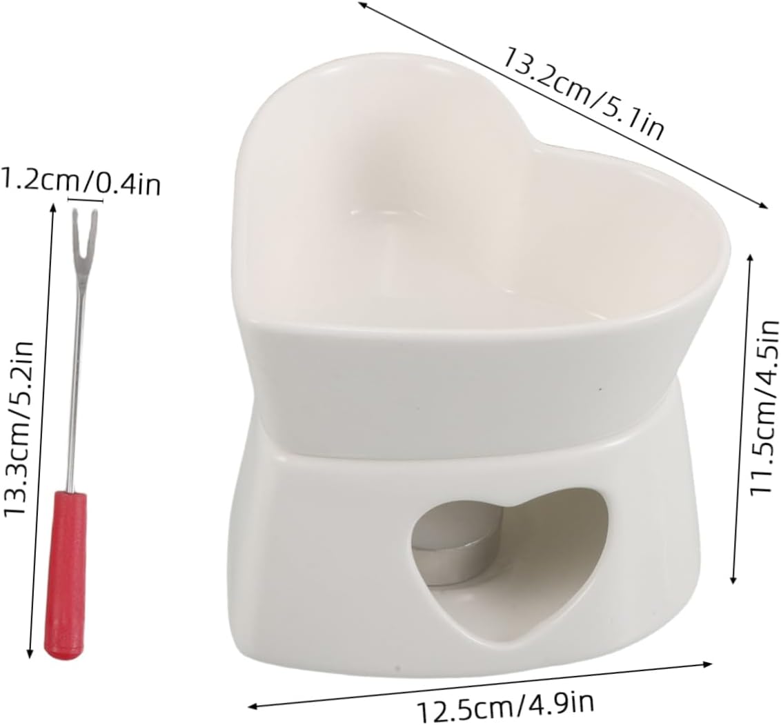 Ceramic Chocolate Fondue Pot Forks Cheese Melting Cup for Desserts for Parties and Gatherings for Melting Chocolate Cheese and Butter
