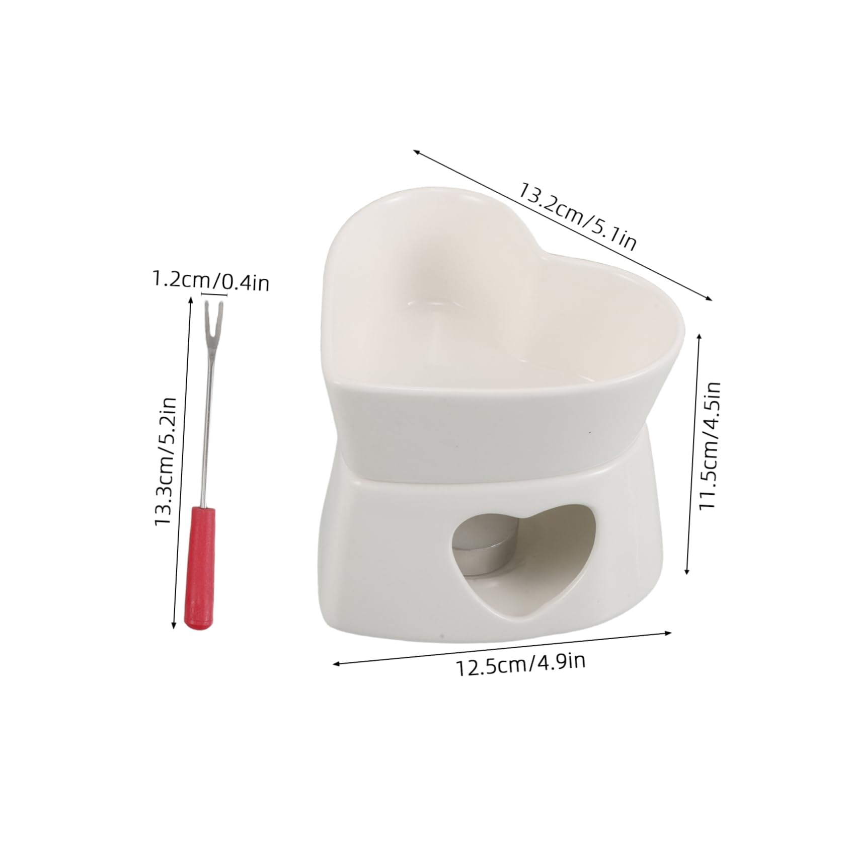 1Set Heart Shaped Ceramic Butter Warmer Compact Fondue Pot for Chocolate Cheese and Seafood Melting Elegant Ramekin for Romantic Dinners and Gatherings Easy to Clean Design