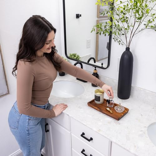 image for Demigo Bathroom Vanity Tray 11.8 x 5.9 inches of Natural Acacia Wood -