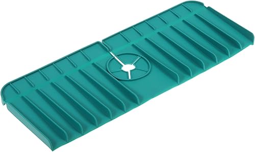uxcell Protector contra salpicaduras para fregadero de cocina, alfombrilla de silicona de 14.5 x 5.3 pulgadas, alfombrilla para atrapar agua del