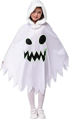 Spooktacular Creations Child Scary Smiling Ghost Dress with Hood, Toddler Kids Halloween Cloak Cape for Girls Ghost Cosplay-3T(3-4yr)