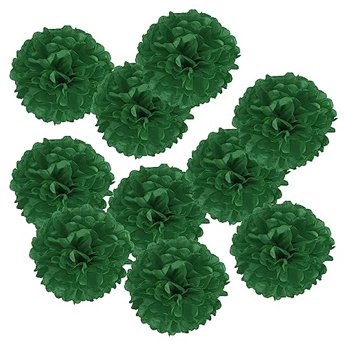 Paper fleur balle vert foncé 10" décoration de salle fête et anniversaire, lot de 18 PATIKIL