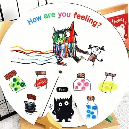 ShaoAngDuoMi Felt Color Monster Emotion Wheel – Montessori Social-Emotional Learning Toy for Kids – Interactive Parent-Child Communication Tool & Classroom Emotional Education Game
