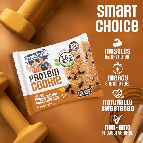 Image of Lenny & Larry's Protein Cookie, Peanut Butter Chocolate Chip - High Protein Snacks with 16g Plant Protein, 10g Fiber, Soft-Baked, Vegan, Non-GMO | 4oz, Pack of 12