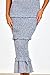 dowerme Women Summer Casual Floral Midi Smocked Bodycon Dresses Spaghetti Strap Square Neck Ruffle Mermaid Prom Dress(Blue,Small)