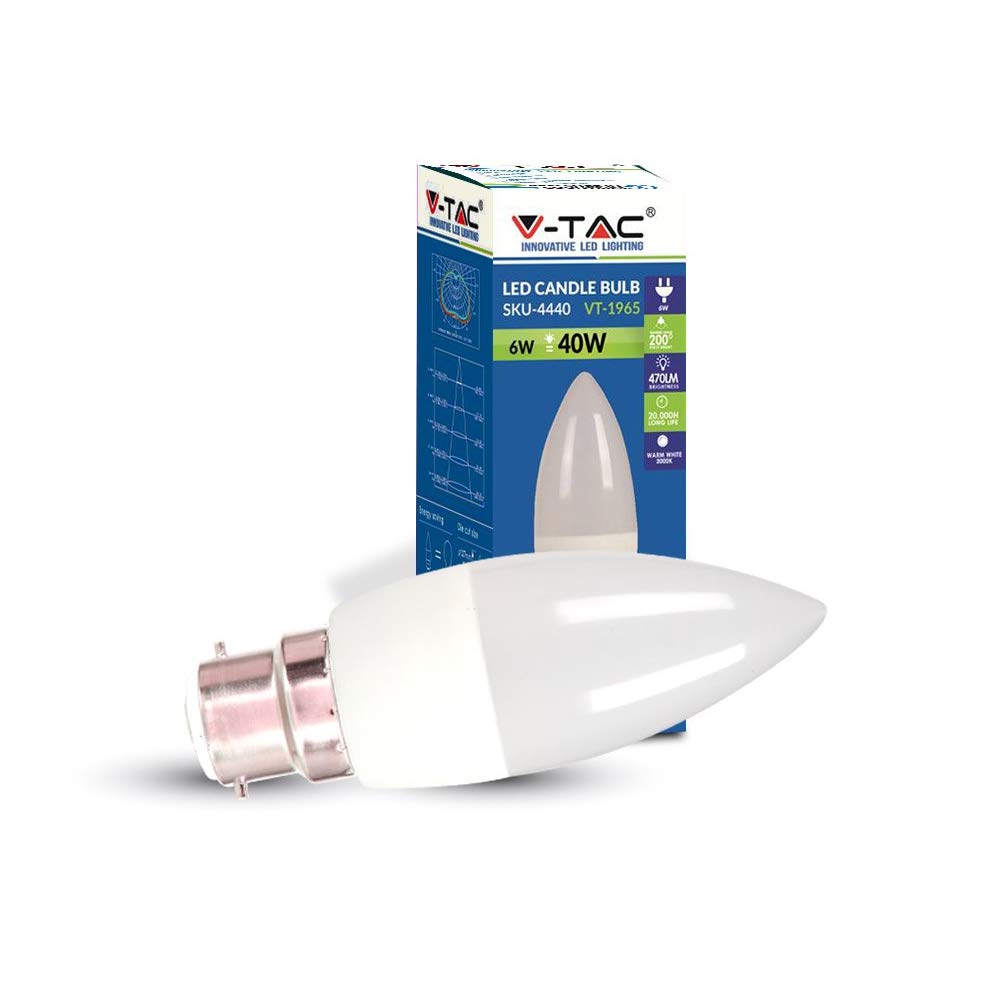 Supertech White 5 X 6W B22 Led Candle Bulb Cool 6400K 470Lm Ac220-240V 37Mm X 120Mm