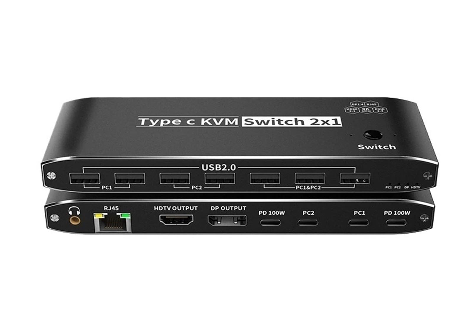 8K USB C to HDMI DP KVM Switch 4K120Hz Thunderbolt 3/4 Video Switcher with RJ45 Network PD 100W Charge for Mac*Book-image-25