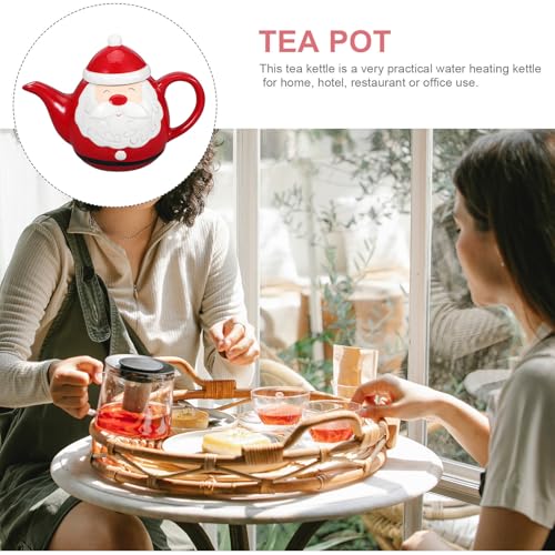 Tetera de cerámica IMIKEYA de Papá Noel (580ml) ideal para servir bebidas en Navidad 4
