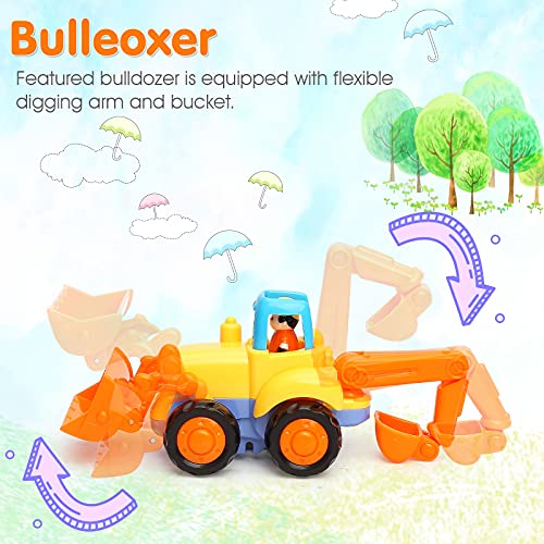 TINOTEEN Baby Spielzeugauto Spielsachen Baufahrzeuge Push and Go Reibungsgetriebenes Auto Spielzeug für 1 2 3 Jahr Kinder Kleinkinder