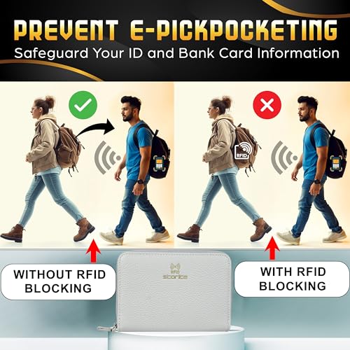 Image of Storite 24 Slots RFID Blocking Women's Wallet | PU Leather Card Holder Organizer | with Zipper Coin & Cash Pocket | Compact Travel Purse for Girls & Ladies (Grey - 14 x 10 x 2.7 Cm)