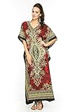 Type de manche - Batwing Looking Glam Neuf Femmes Surdimensionné Maxi Kimono Tunique Caftan Robe Caftan,Rouge - 007,46-52(étiquette 29)