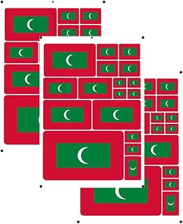 vmcoatdu Maldives Flag Laser Printing Sticker 3 Pcs Decal in Multiple Sizes Stickers (Red Maldives)