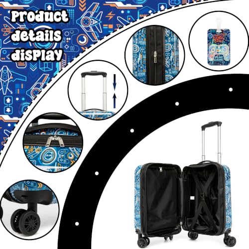 Image of Kids Luggage Sets for Boys 2 Piece Rolling Suitcases with Wheels Hardshell Toddler Suitcase with Travel Pillow Carry on Travel Luggage with Wheels