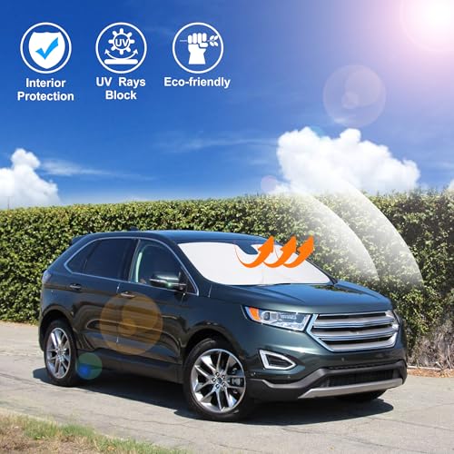 Image of Windshield Sun Shade Custom Fit for 2015-2024 Ford Edge SUV Accessories Foldable Sunshade Sun Blocker Protect Car from Sun Rays & Heat Damage Keep Car Cooler