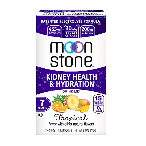 Moonstone Nutrition Kidney Health Drink Mix â€“ Kidney Cleanse, Support & Detox Powder for Normal Kidney Function | Electrolytes & Hydration | Alkaline Supplement for pH Balance (7 Pack) Tropical