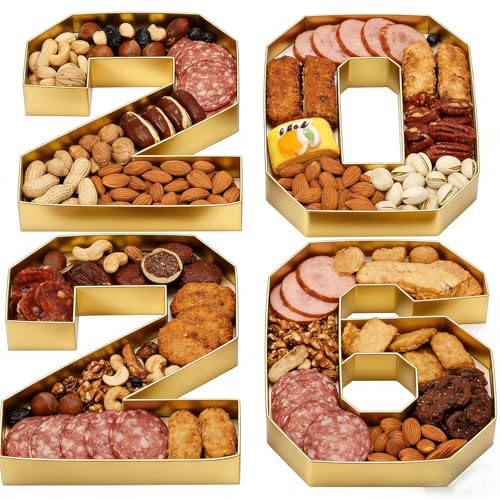 2026 Charcuterie Number Fillable Boxes 10" Graduation Cardboard Number Charcuterie Board Box Fillable Tray Numbers for Chocolate Candy Snack Grad Party Supplies (Gold) by LAIAMER - Image 3