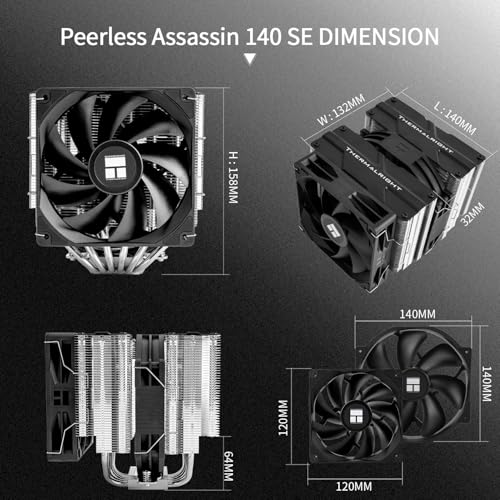 Image of Thermalright Peerless Assassin 140 SE CPU Cooler, Dual Towers 6 Heat Pipes CPU Air Cooler, Dual PWM Fans, High Performance Heat Dissipation,for AM4 /AM5,Intel lga115x /1700 /1851