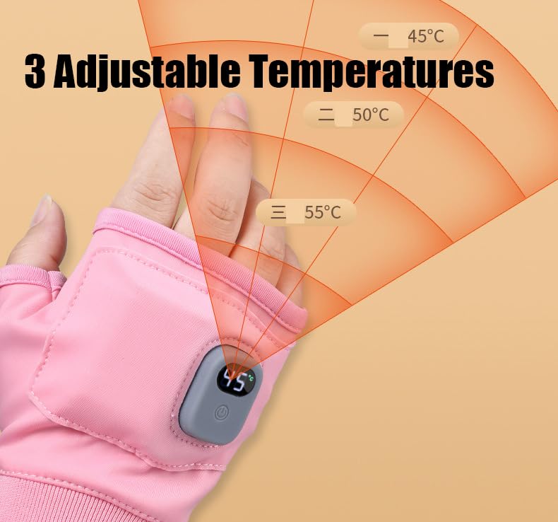 SXHEYUY Gants Chauffants, Gants Chauffants Rechargeables Gants d'hiver pour Hommes Femmes, Gants Chauds Moto Ski 1800Mah, Gants Chauffants sans Doigts,Noir