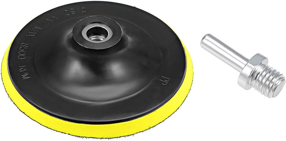 uxcell 6" Hook and Loop Backing Pad Sanding Polishing Backer Plate with M14 Drill Adapter for Random Orbit Sander Polisher Buffer