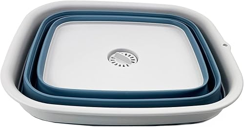 Miniatura 2 de SAMMART Sartén plegable de 15 litros con tapón de drenaje, lavabo de lavado plegable, tina portátil para lavar platos, bandeja de almacenamiento de