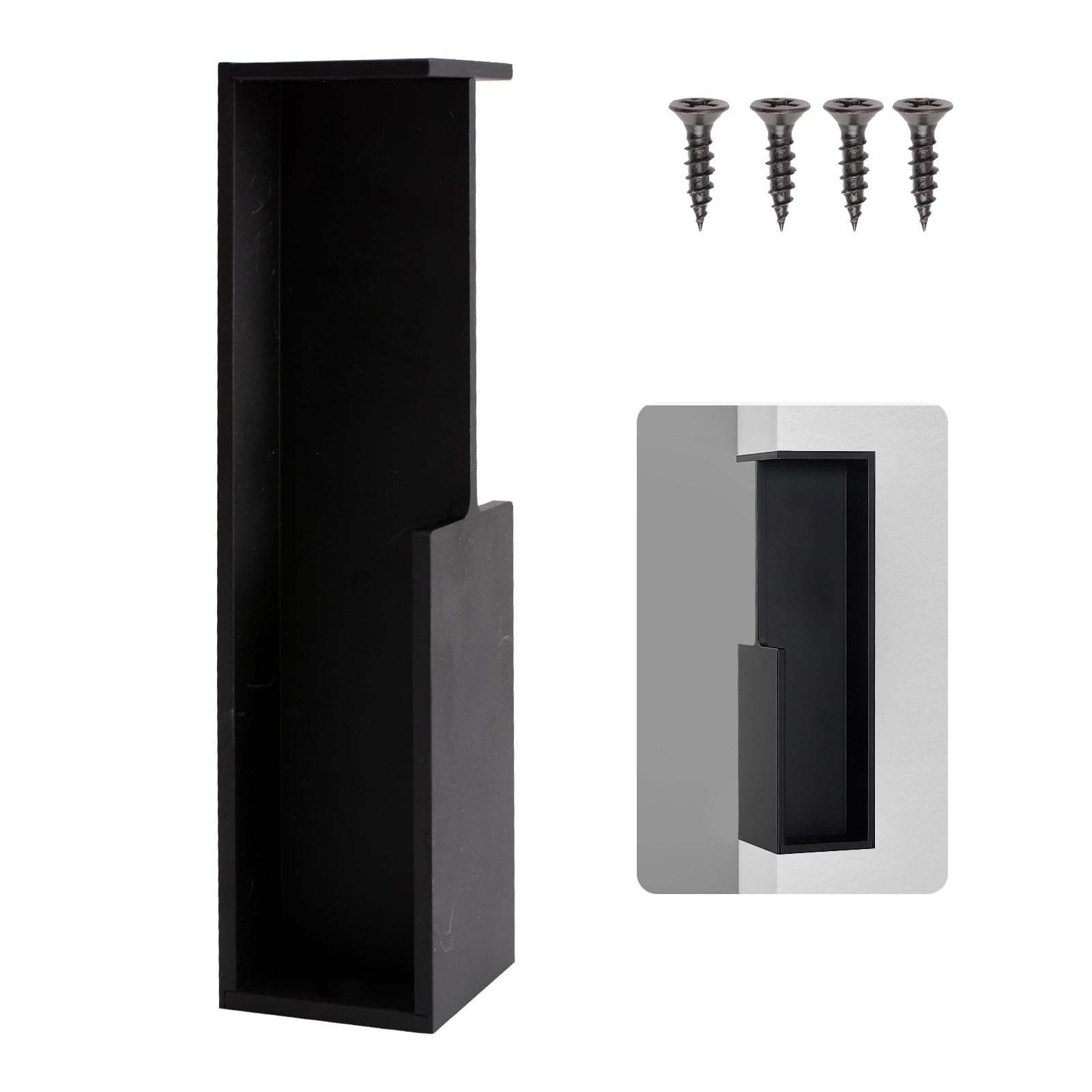 MOROBOR 1 manija de puerta de bolsillo, manija oculta para puerta de granero, manijas modernas de aleación de aluminio para puerta corredera de granero (negro)