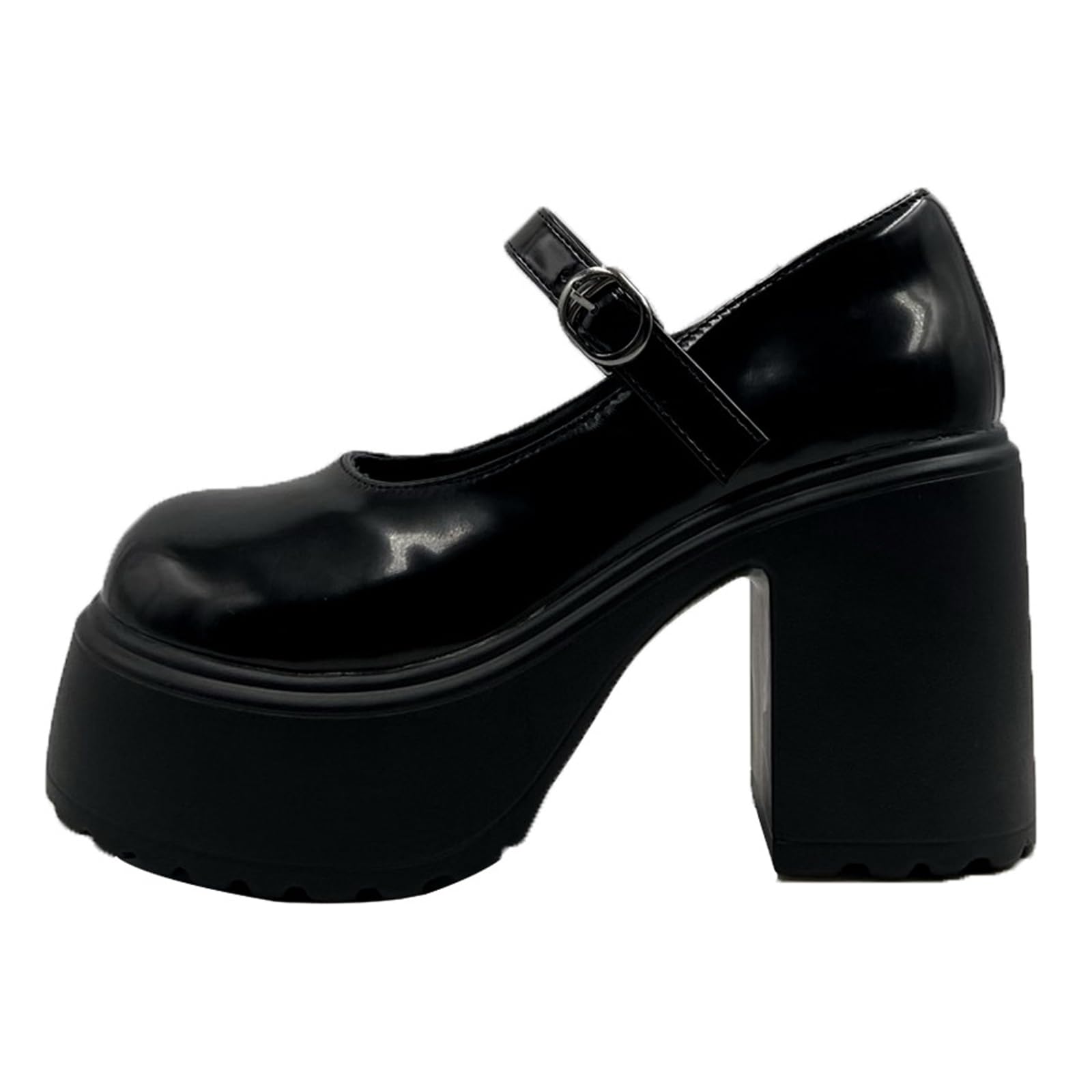 Yummsion Mary Janes Ballet,Chunky Platform Mary Janes Shoes,Women'S Chunky Platform Marys Jane Shoes Gothic,Marys Jane Shoe Lolita,Round Toe,Buckle Strap,For Party,Outdoor Occasions