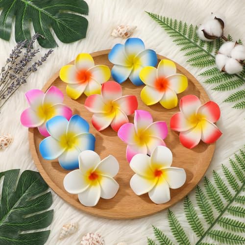 10 Piezas Clips Flores Plumeria Multicolor para Cabello miniatura 3