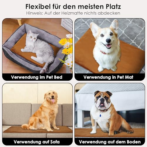 Haustier Heizkissen für Katzen und Hunde - Elektrische Heizdecke Mit 12 Timer, 30-60℃ Einstellbare Temperatur, Heizmatte Wärmedecke - 70 * 45cm