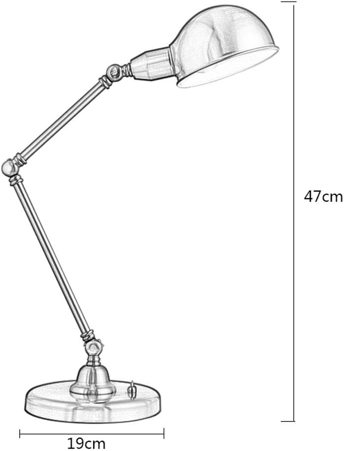 Table Lamp Foldable Eye Protection LED Retro Warm Light Home Office 19×47 Gold Adjustable(Warm Light)