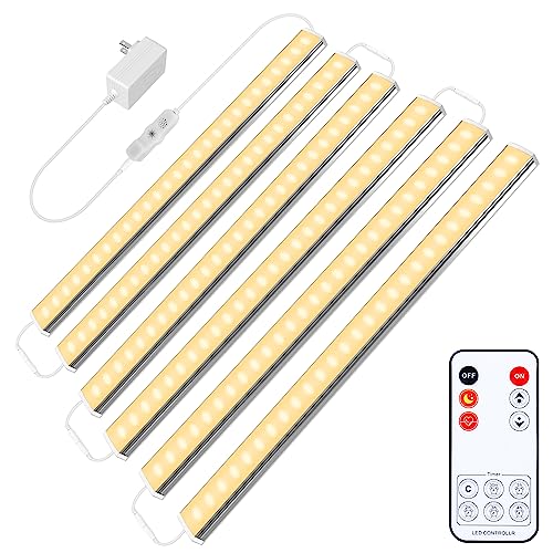 maylit Under Cabinet Lights Plug in, 6 Pcs 12 Inch Ultra Thin Under Cabinet Lighting, Super Bright Warm White Under Counter Lights for Kitchen, Dimmable Light for Cabinet, Counter, Workbench, Desk
