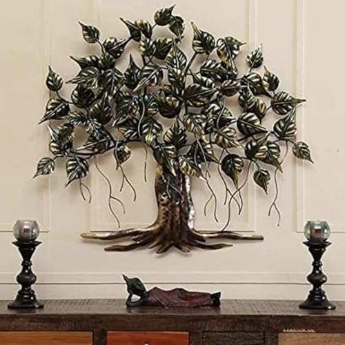 Image of Bharat Art Metal Betel Tree Decorative Wall Art | Metal Wall Sculpture for Home Living Room Bedroom Office Hotel Cafe | Tree Wall Hanging Decor | 40X4X37 inch | CW047