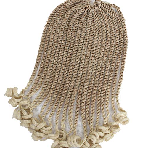 Eunice 6 Packs 12 Inch Crochet Hair Braids Ombre Blonde Short Curly Havana Twist Crochet Braiding Hair Senegalese Twists Hairstyles For Black Women 20 Strands/Pack (T27/613)