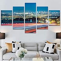 SIGNWIN 5 Panel Canvas Wall Art Light Exposure for Home Decorations Ready to Hang - 60