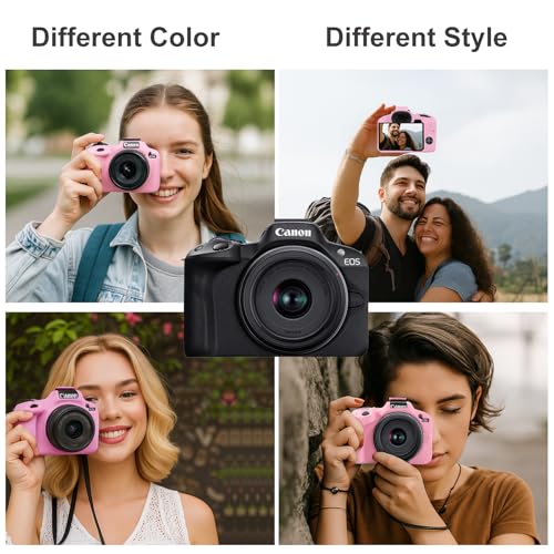Funda para Canon EOS R50 de silicona suave rosa miniatura 5