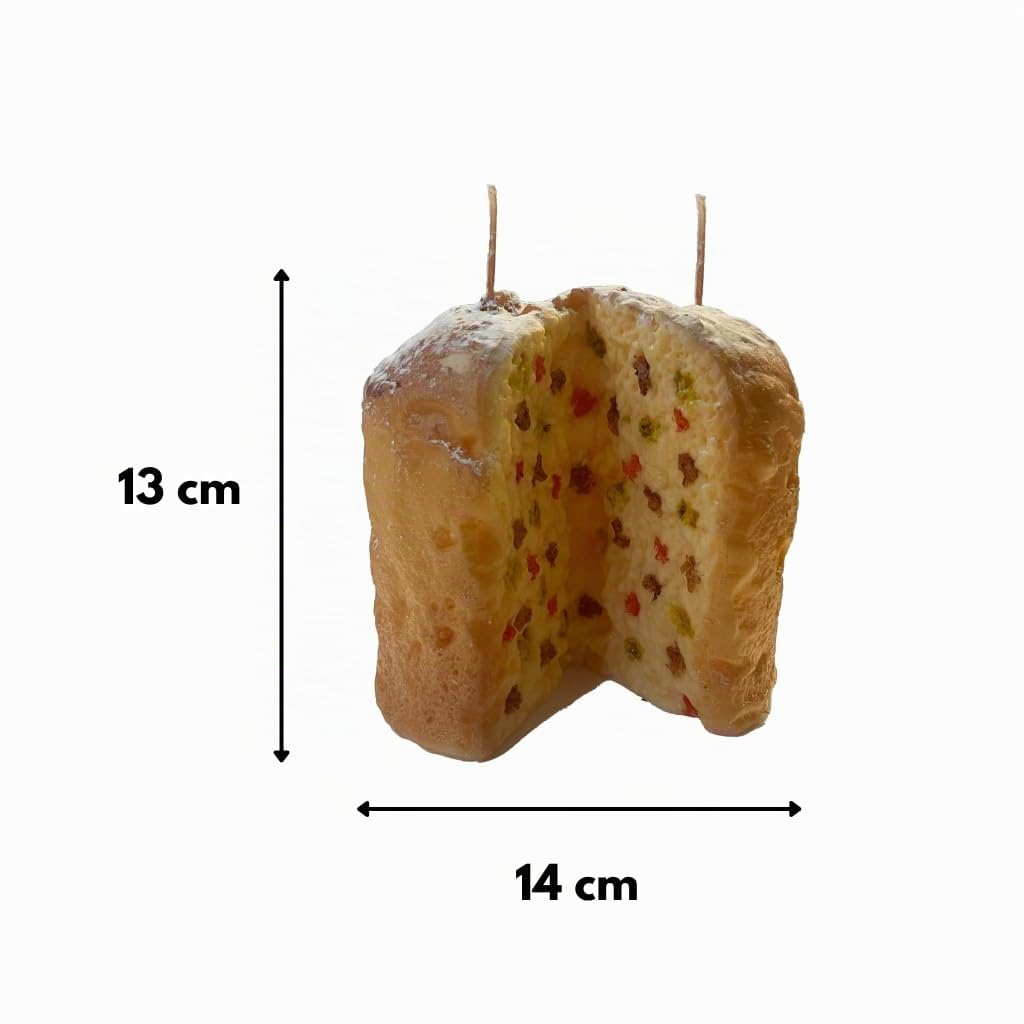 Cereria Di Giorgio - Candela a Forma di Panettone con Canditi - Color Caramello - Diametro 14 cm Altezza 13 cm - Artigianale - Idea Regalo Natale