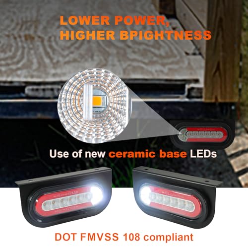 image for Agrieyes Trailer Lights with Bracket, Oval LED Trailer Lights with Seq