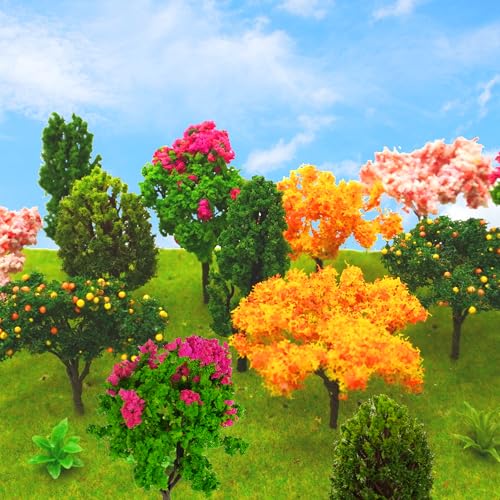 MOMOONNON 16 Pcs Miniature Fairy Garden Tree Plant Ornamentm Mixed Model Trees 1-3 Inches Miniature Dollhouse Pots Decor Moss Bonsai Micro Landscape DIY Craft Garden Ornament