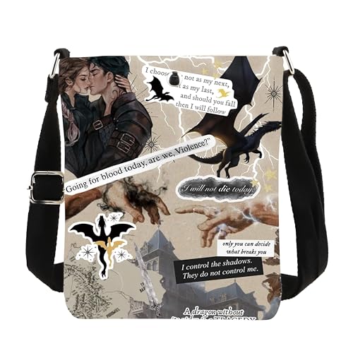 POFULL Dragon Rider Gift Book Series Gift Bookish Merch Romantasy Fantasy Book Lover Crossbody Bag