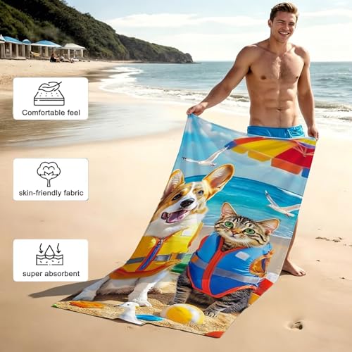 Serviette de plage microfibre pour piscine et vacances grand drap de bain imprimé chien - 5