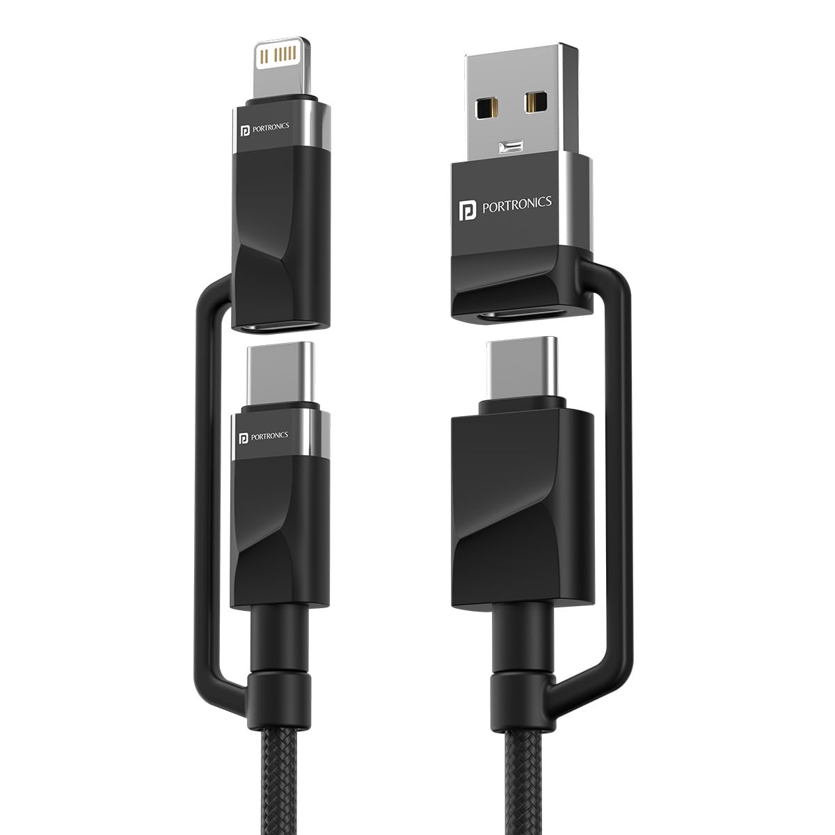 Portronics Omnicord 60W 4 in 1 Nylon Braided Fast Charging Cable With Multiple Port, Type C to Type C/Lightening, USB A, Fast Data Sync, Compatible With Type C Devices, Tablets/ipads & Laptop/Macbook-picture-12