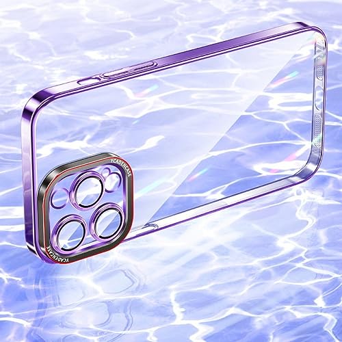 Coque iPhone 14 Plus rigide anti-choc protégeant l'objectif photo avec dos transparent rose - 6