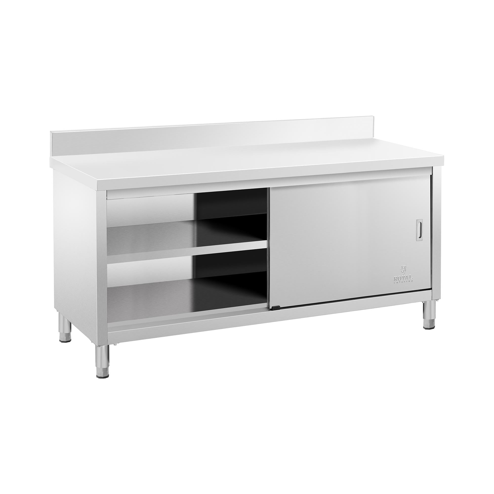 Royal Catering Mueble Neutro en Acero Inoxidable Armario RCSSCB-180X60-E-B (180 x 60 cm, 2 puertas correderas, 600 kg de capacidad de carga)