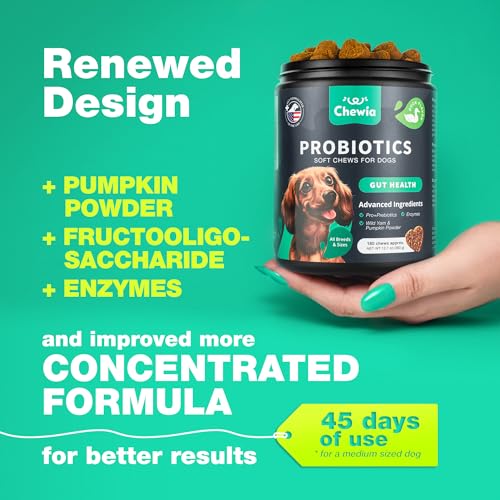 Probiotics for Dogs Gut Health, Digestion, Immunity, Yeast Balance, Itchy Skin, Allergies Support - Dog Probiotic Chews with Digestive Enzymes for Gut Flora- Soft Treats with Pumpkin and Yeast Powder