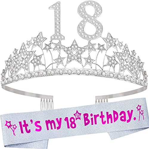 18th Birthday,18th Birthday Sash,18th Birthday Tiara Silver,18th Tiara and Sash,18th Birthday Decorations, 18th Birthday Crown,18 Tiara and Sash, 18th Birthday Tiara and Sash,18 Birthday Crown