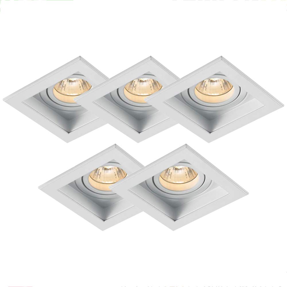Faretto da incasso a LED Scout GU10, rettangolare, ultra piatto, dimmerabile, orientabile, bianco caldo, 3000 K, IP20, retroilluminato (bianco, set da 5)