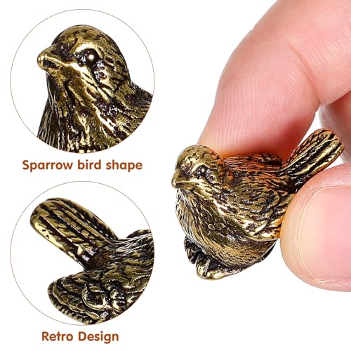 Estatua pequeña de pájaro de bronce dorado retro miniatura 6
