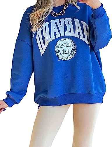 Bild: Vagbalena Damen Harvard Brief Print Muster Super David Kleidung Gramm Rundhals Rundhals Langarm l�ssig locker Pullover Hemd hundert Tops Langarm Sweatshirt (Blau,M) f�r 28,99 EUR bei amazon.de