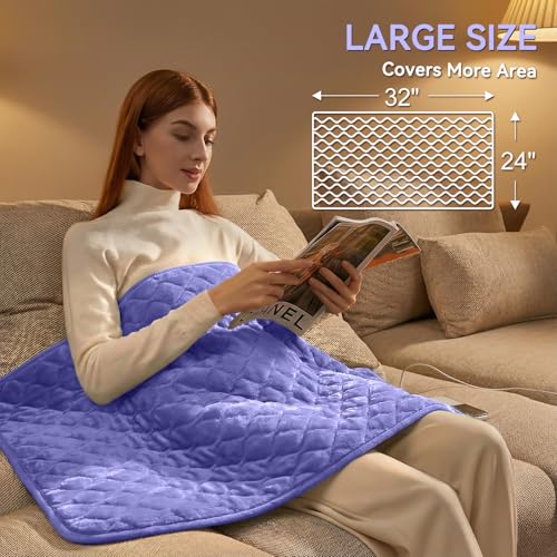 Image of King Size Heating Pad for Back Pain 32 inchx24 inch Extra Large Electric Heating Pad for Period Cramps Relief & Body Neck Shoulder Auto Shut Off Heat Pad Temperature Settings Machine Washable Drak Blue