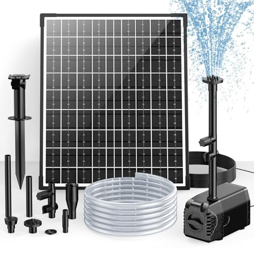 POPOSOAP 30W Solar Fountain Pump, 430GPH Solar Pond Pump with Adjustable Flow, 6.6FT Water Pipe for Outdoor Garden Ponds, Fish Tank, Backyard Water Features